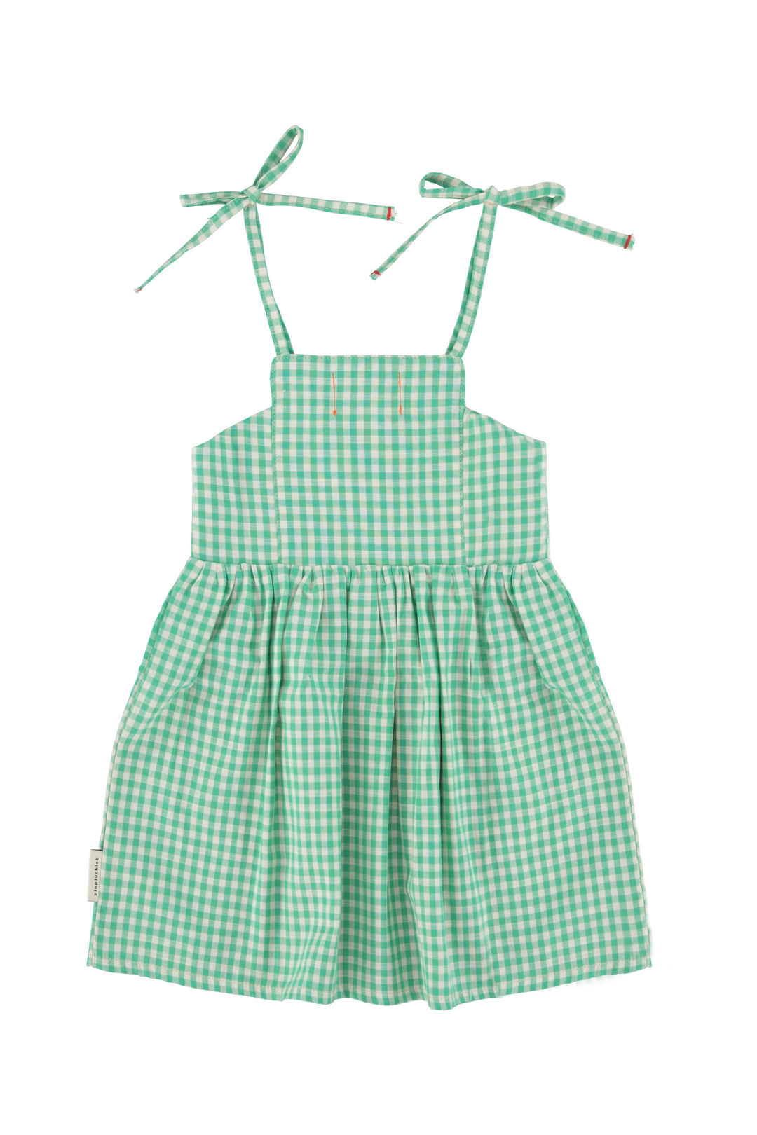SS26.MN2610A-SHORT DRESS - GREEN ECRU CHECKERED