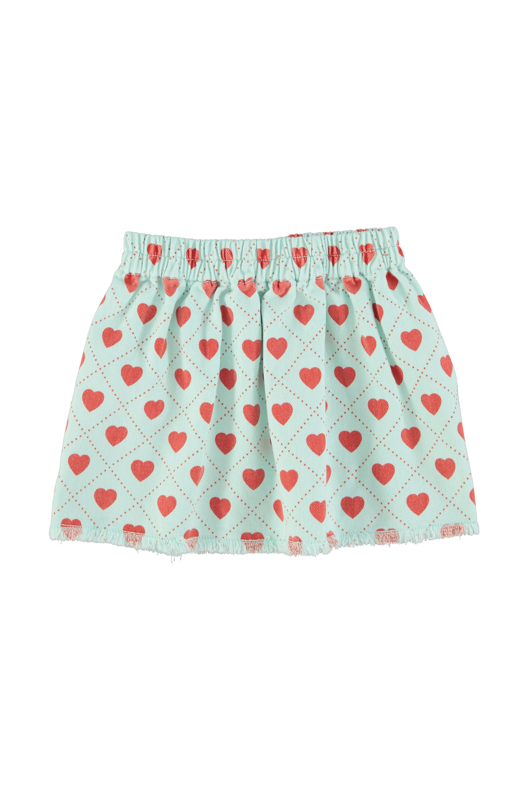 SS26.MN2617-SHORT SKIRT - LIGHT BLUE W/ RED HEARTS ALLOVER