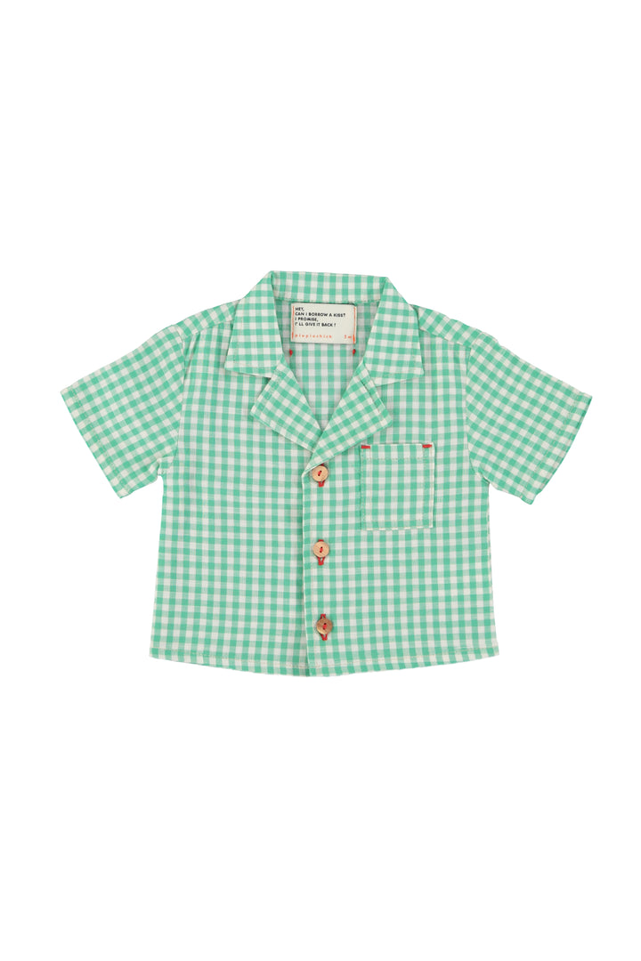 SS26.RP2601A-HAWAIIAN SHIRT GREEN ECRU CHECKERED