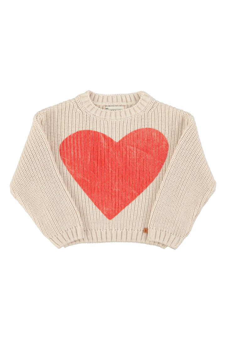 SS26.TRC2606-KNITTED SWEATER - ECRU W/ RED HEART PRINT