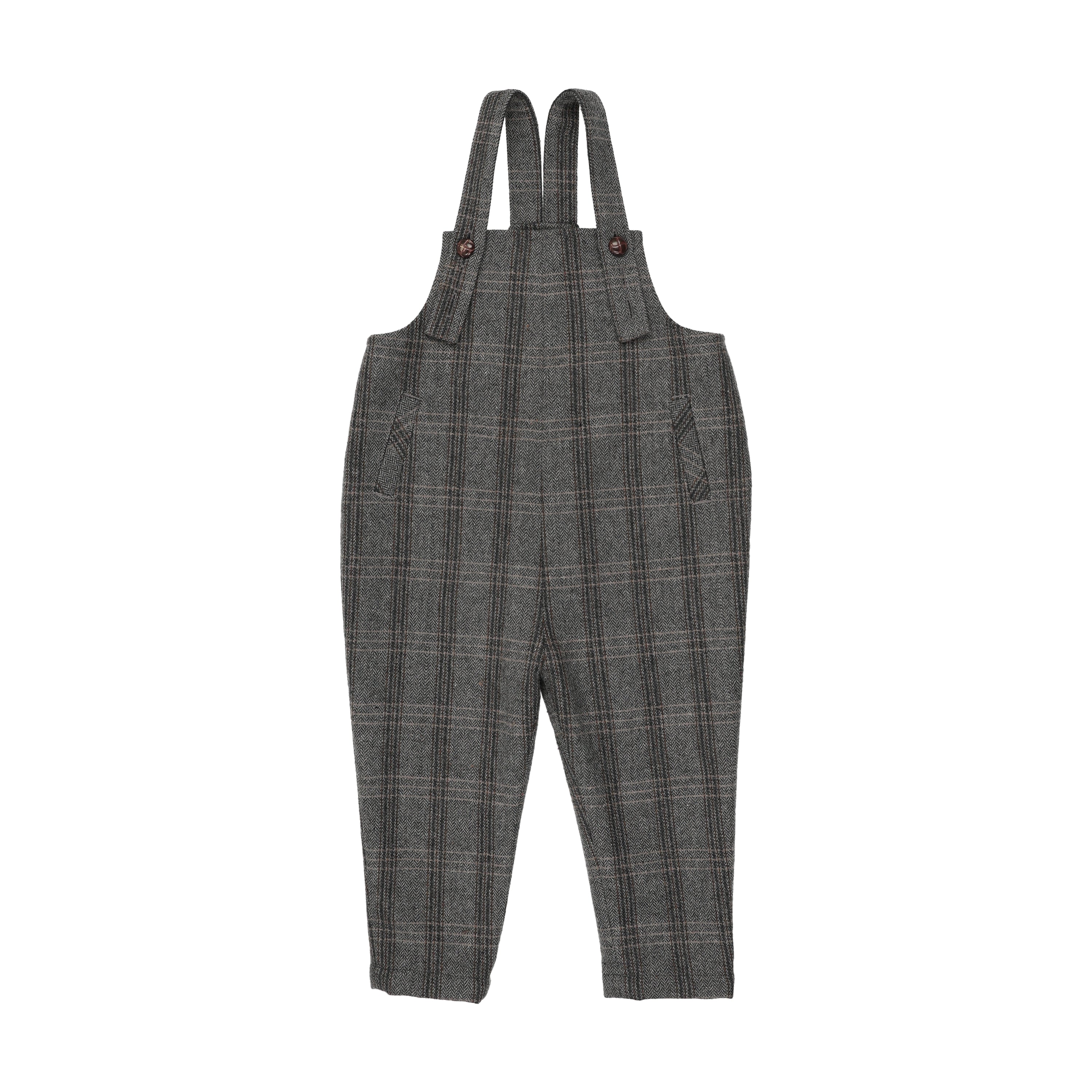 ST2076-CHARCOAL PLAID ROMPER-Grey Plaid – whoopikids