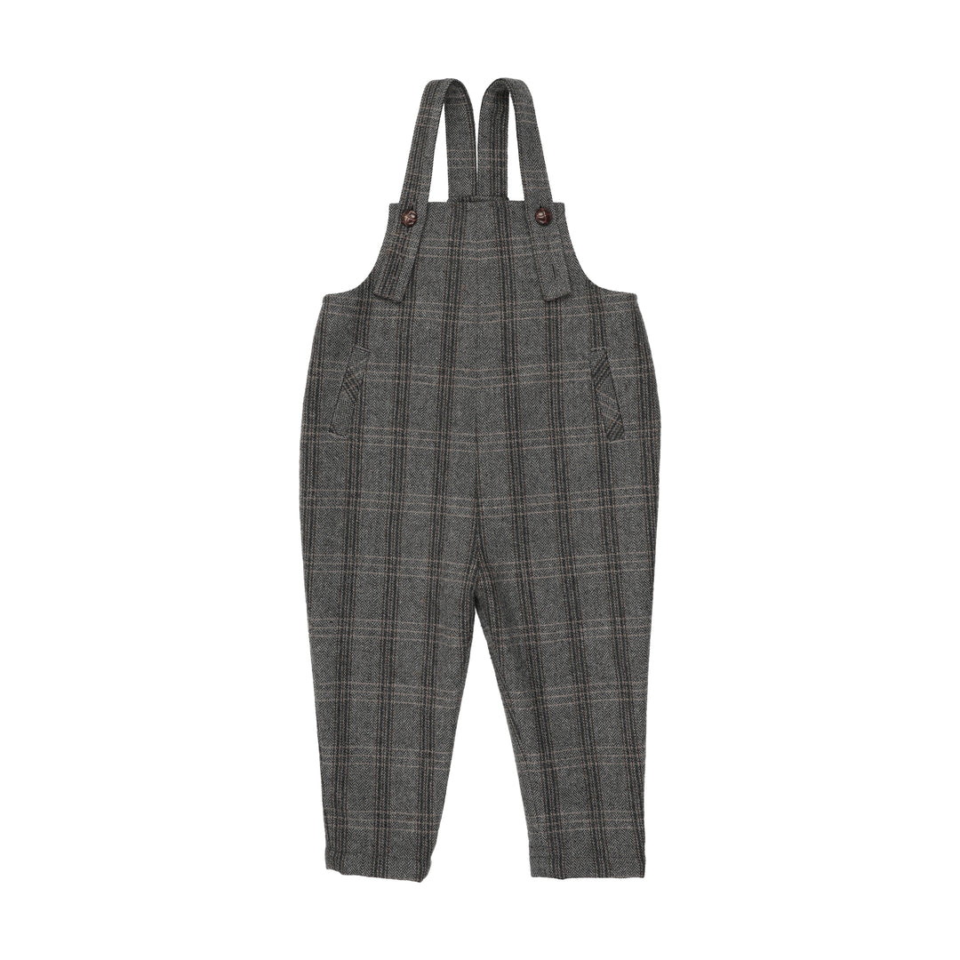 ST2076-CHARCOAL PLAID ROMPER-Grey Plaid