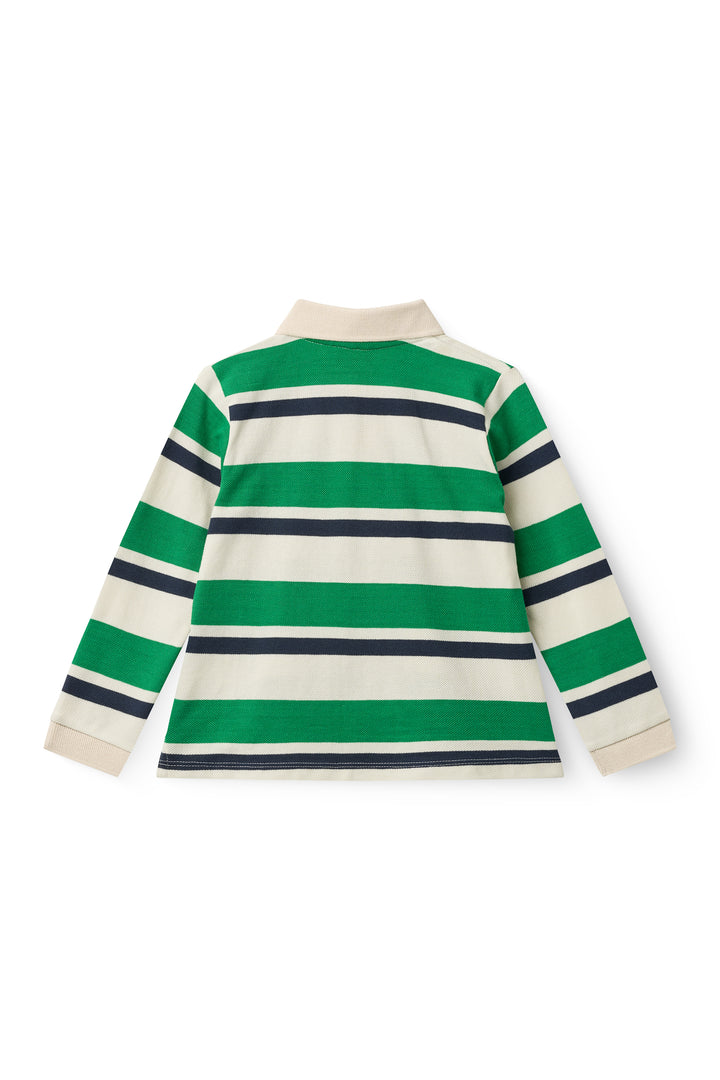242-300-301 STRIPED PIQUE POLO W. LS - SHARP GREEN COMB