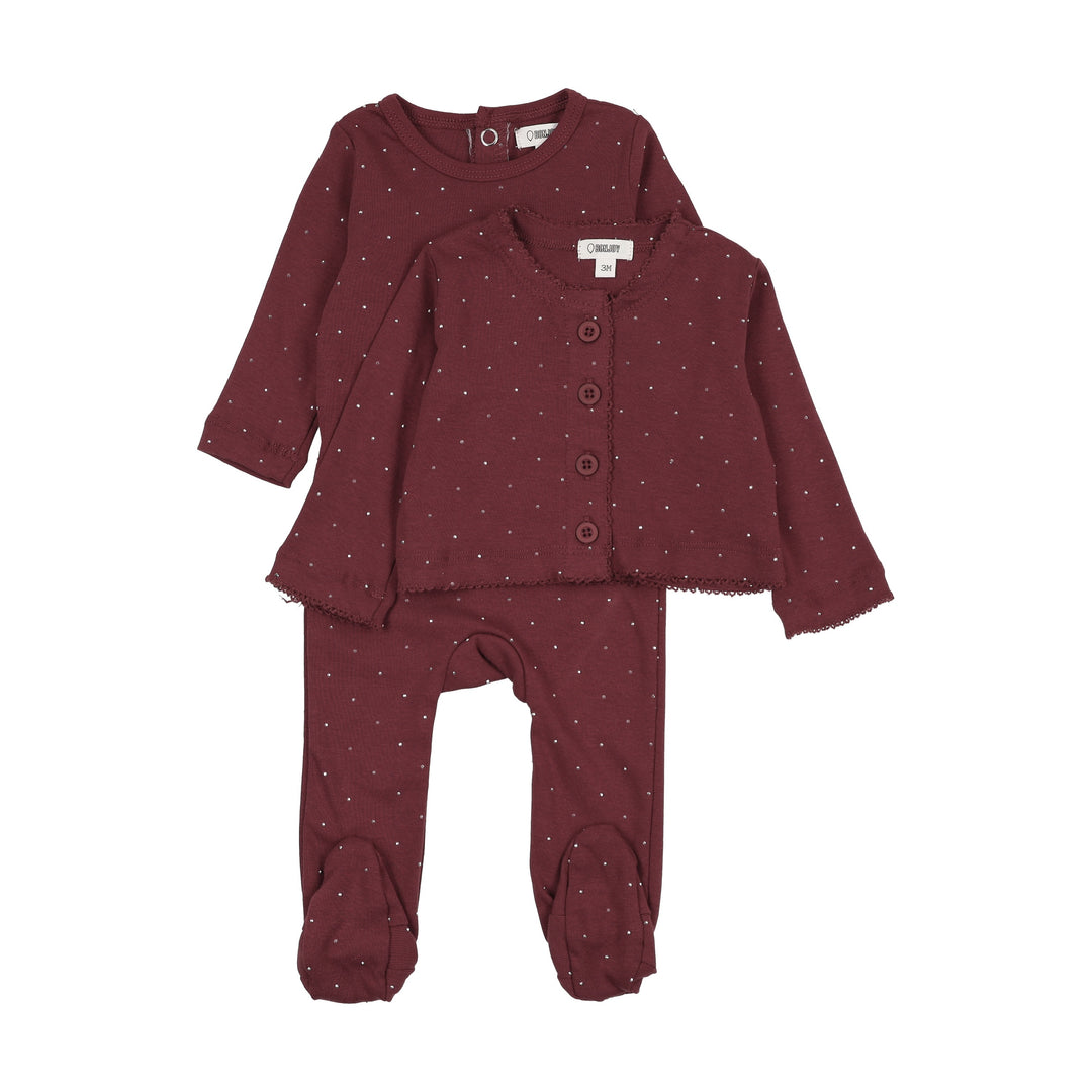SW26250CF Multi-Rhinstone Footie w/ Cardigan - Brick