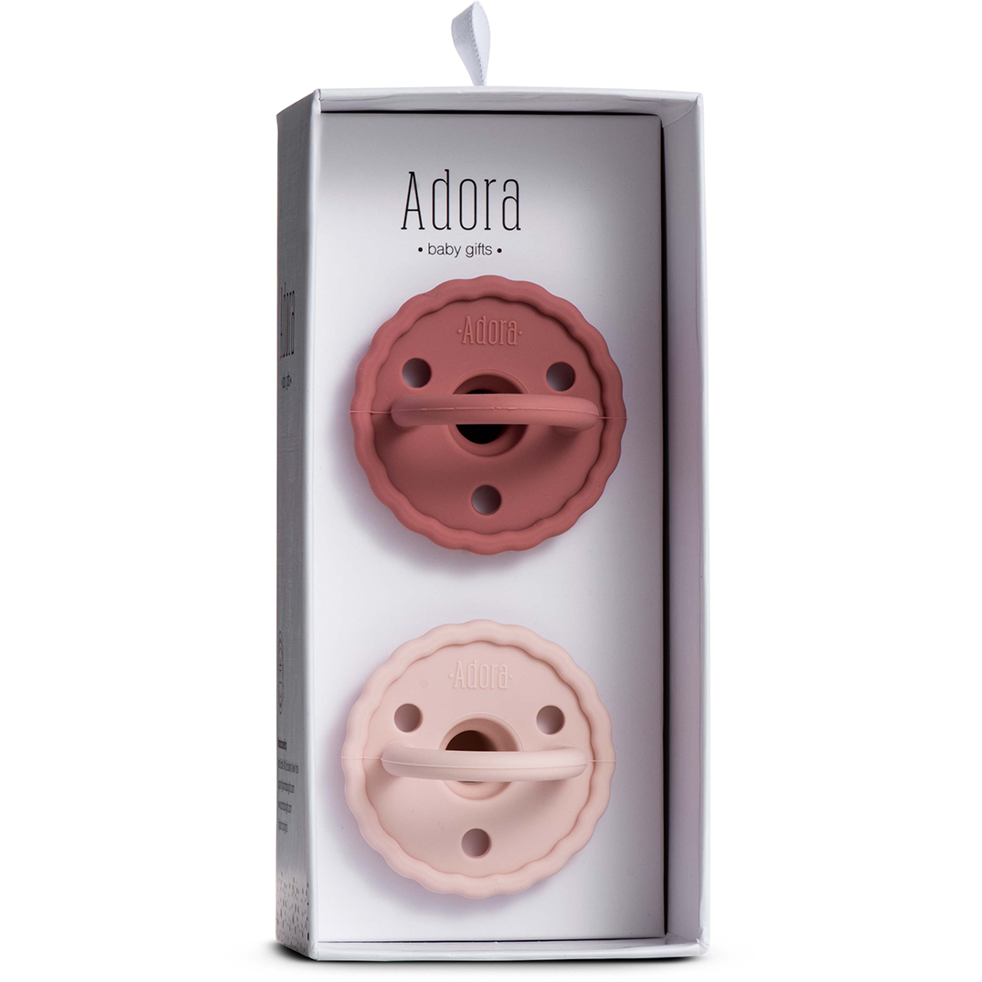 ADORA PACIFIER Scalloped-Rosewood/Blush