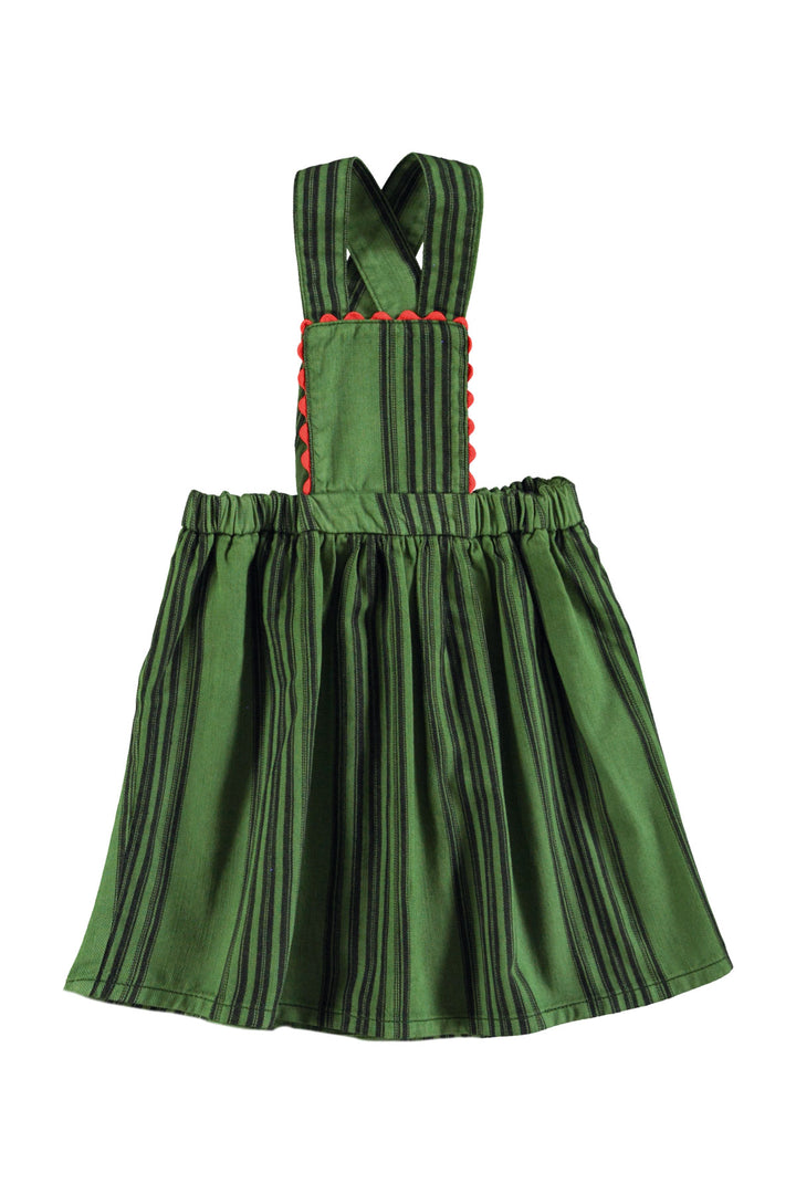 AW25.MN2514-Short dress | Green w/ black stripes-green | cotton canvas