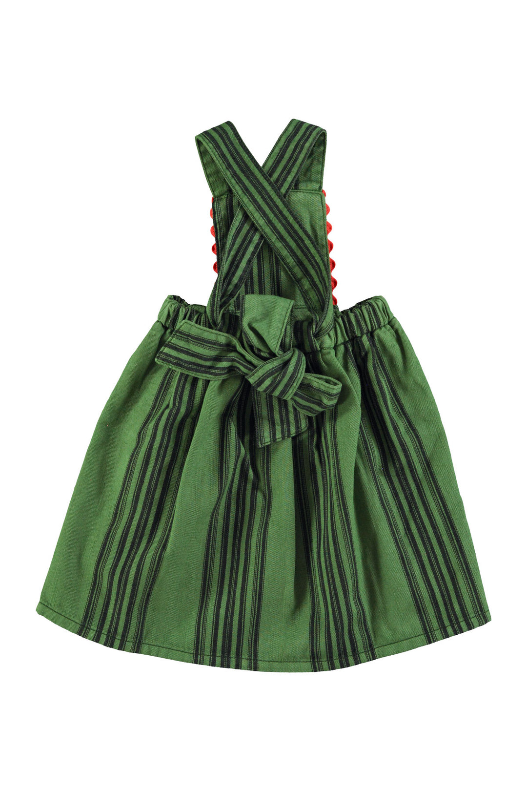 AW25.MN2514-Short dress | Green w/ black stripes-green | cotton canvas