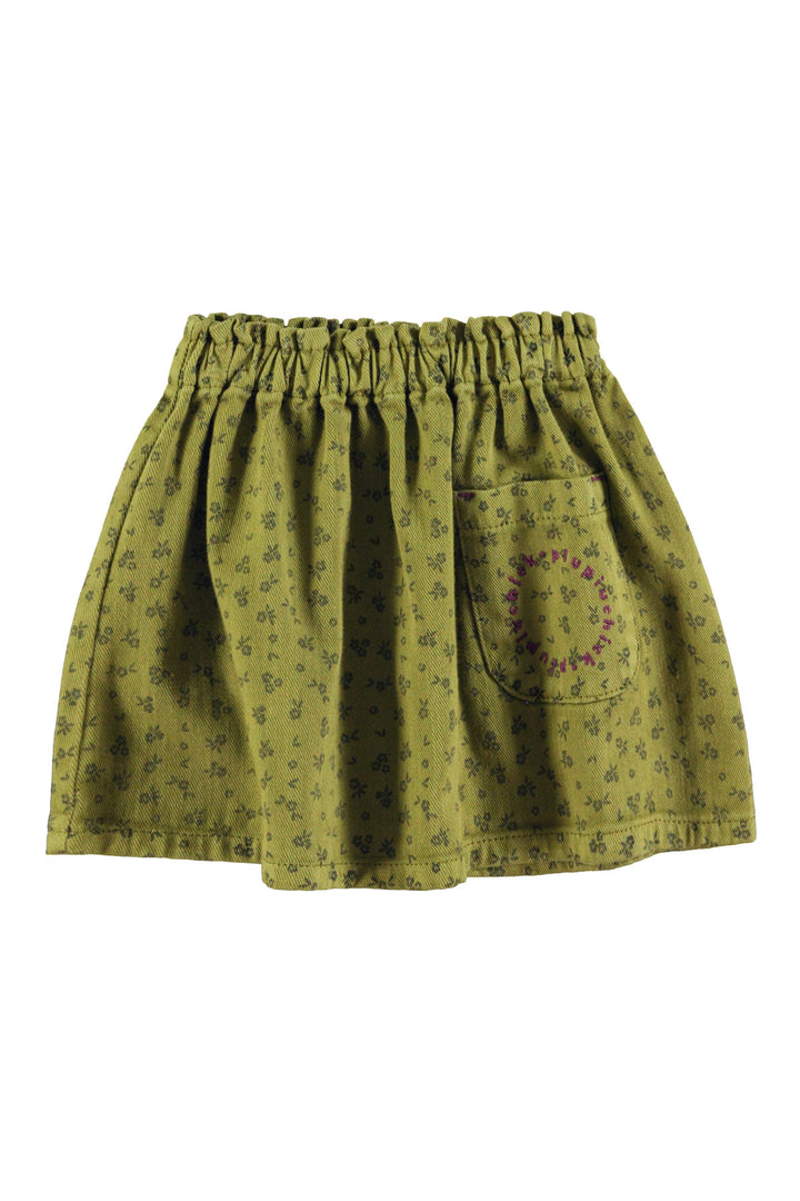 AW25.MN2508-Short skirt | Khaki w/ black flowers-khaki | cotton twill