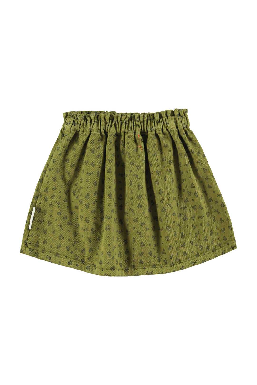 AW25.MN2508-Short skirt | Khaki w/ black flowers-khaki | cotton twill