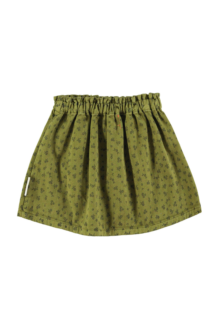 AW25.MN2508-Short skirt | Khaki w/ black flowers-khaki | cotton twill