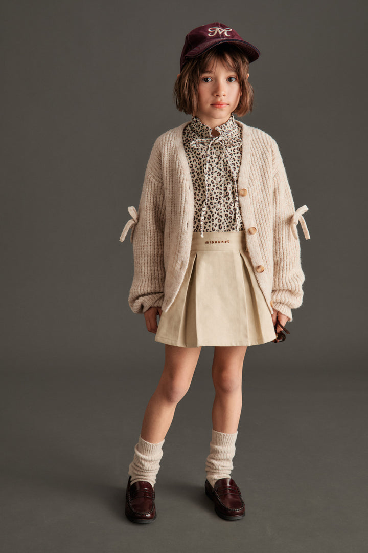 CHLOE CORDUROY BLOUSE - ANIMAL PRINTED CORDUROY (ECRU / MAUVE)