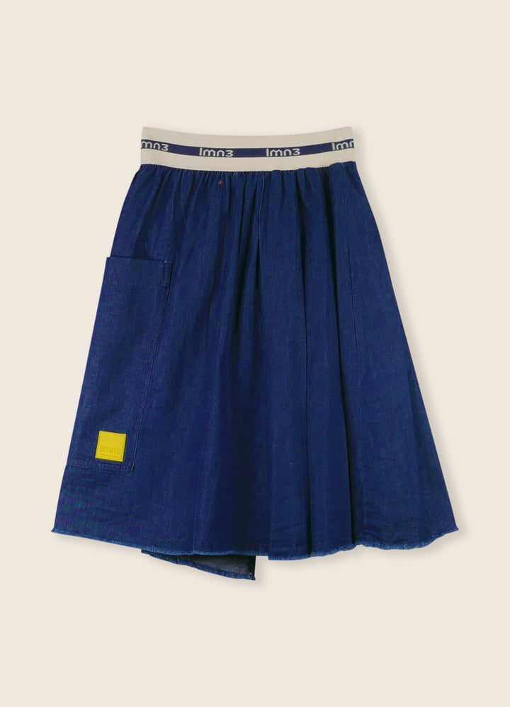 3LS25_3036-ASYMMETRIC SKIRT-Light Blue/Dark Blue/Chambray