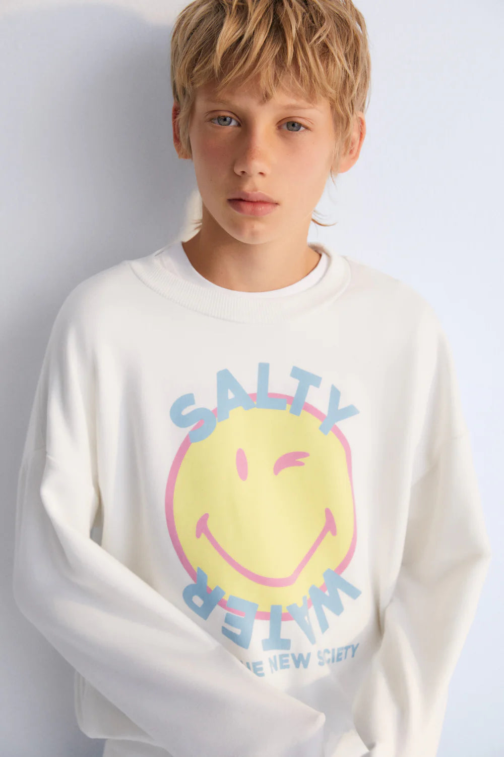 SMILEY SWEATER SALTY WATER-White