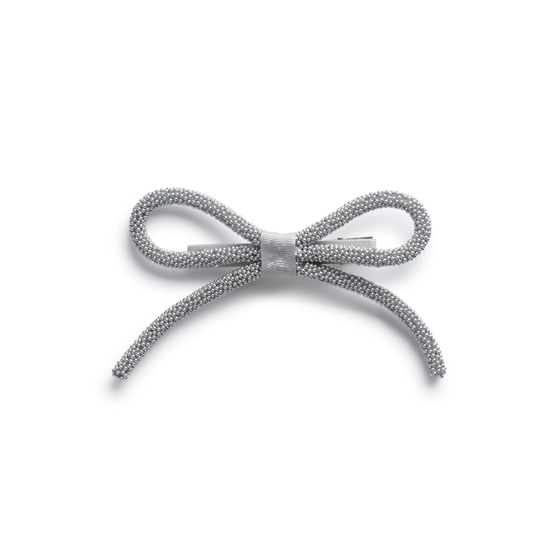 Sprinkle pearl bow clip silver