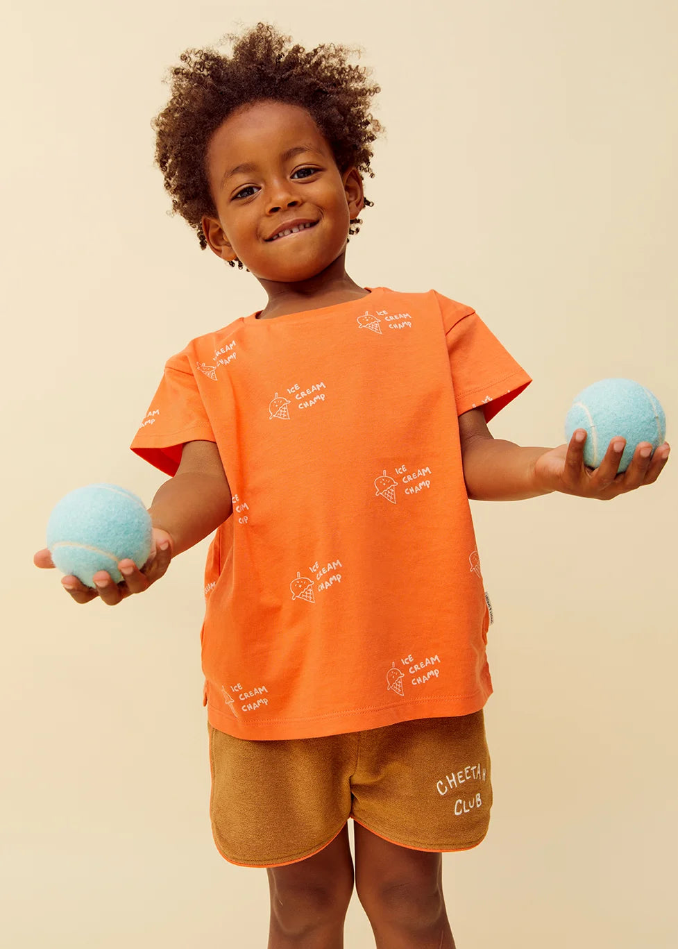 S26-2146 T-SHIRT ICE CREAM PRINT  - ORANGE SPRINT