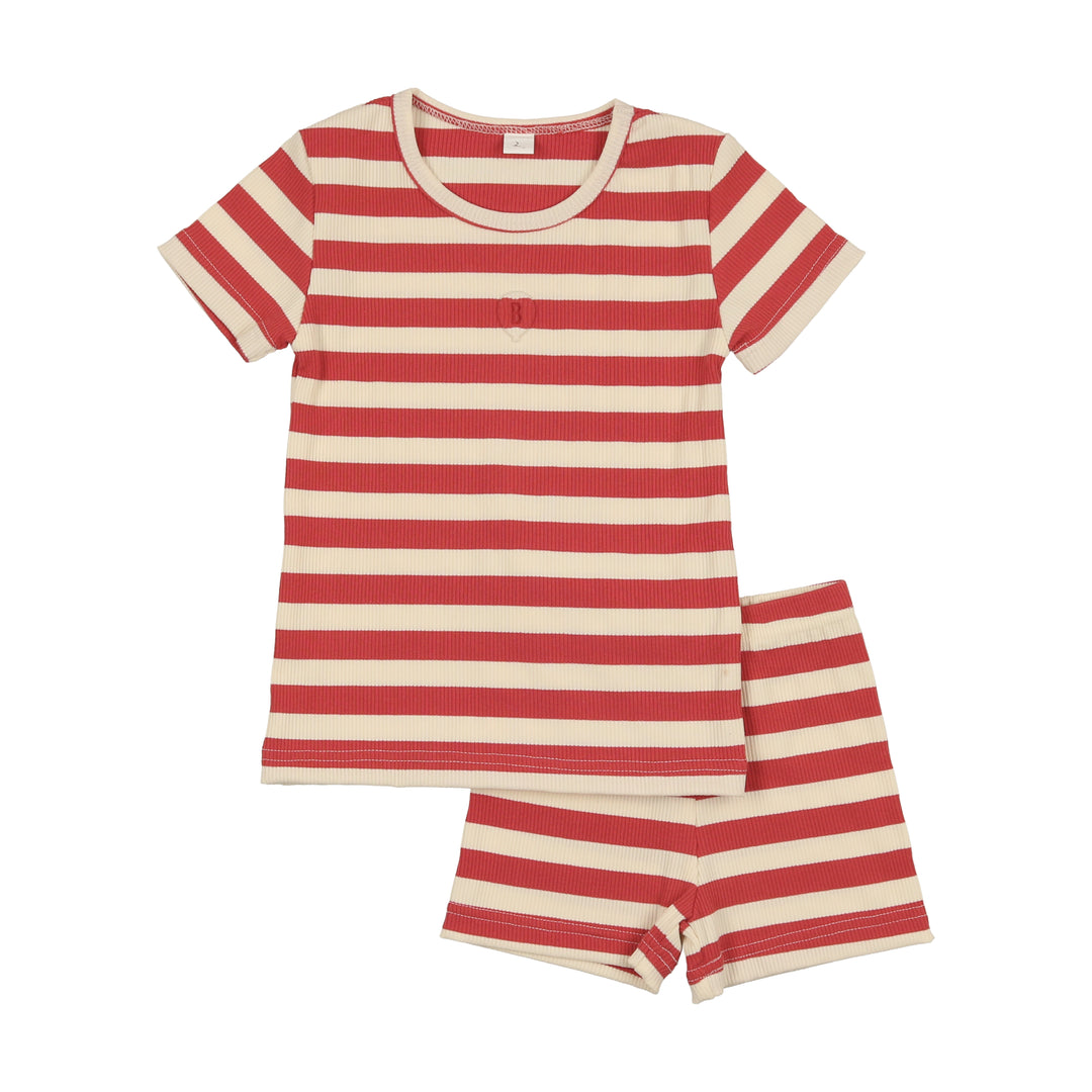 SP25095S-Short Sleeve Stripe Set-BRICK