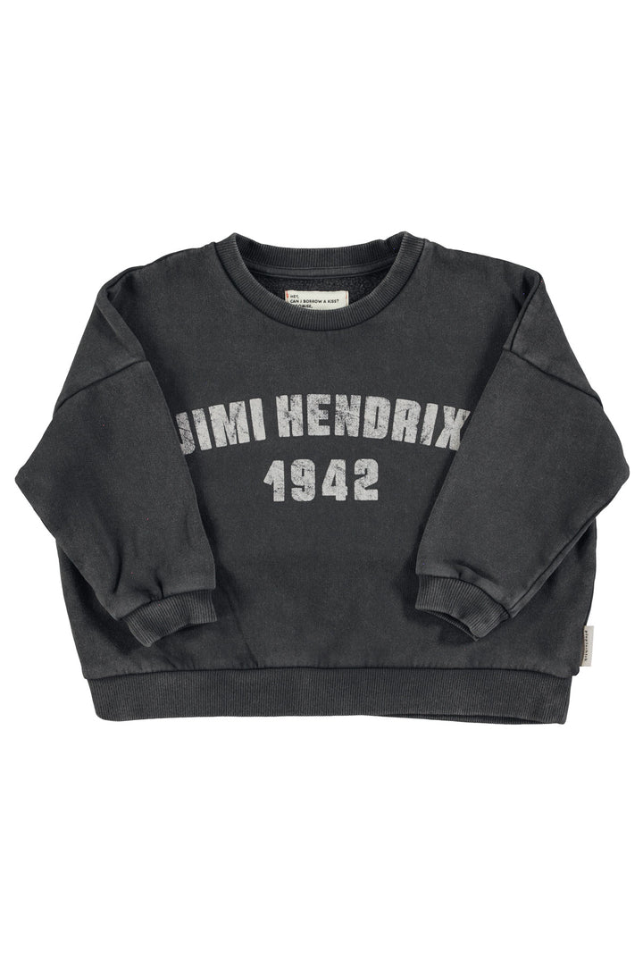 AW25.FLP2504BUSA-Sweatshirt |Faded black w/ "Jimi Hendrix" print-faded black| carded organic cotton fleece