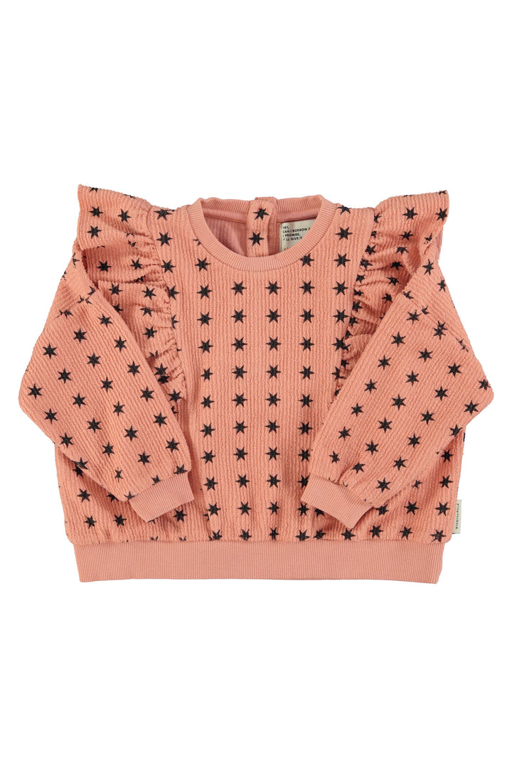 AW25.FLP2507-Sweatshirt | Pink w/ black stars-light pink |textured cotton fleece