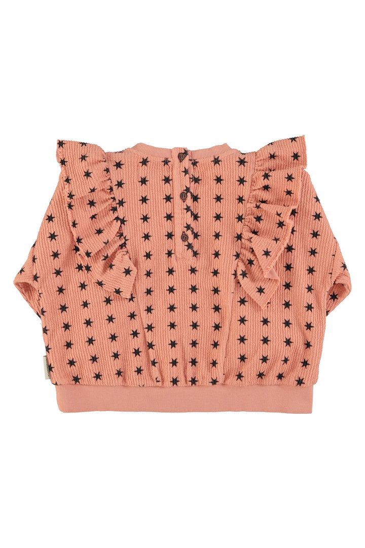 AW25.FLP2507-Sweatshirt | Pink w/ black stars-light pink |textured cotton fleece