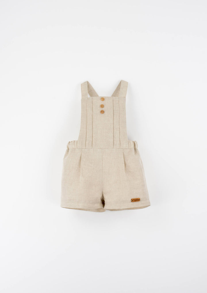 MOD.10.1 SAND LINEN DUNGAREES WITH PLEAT