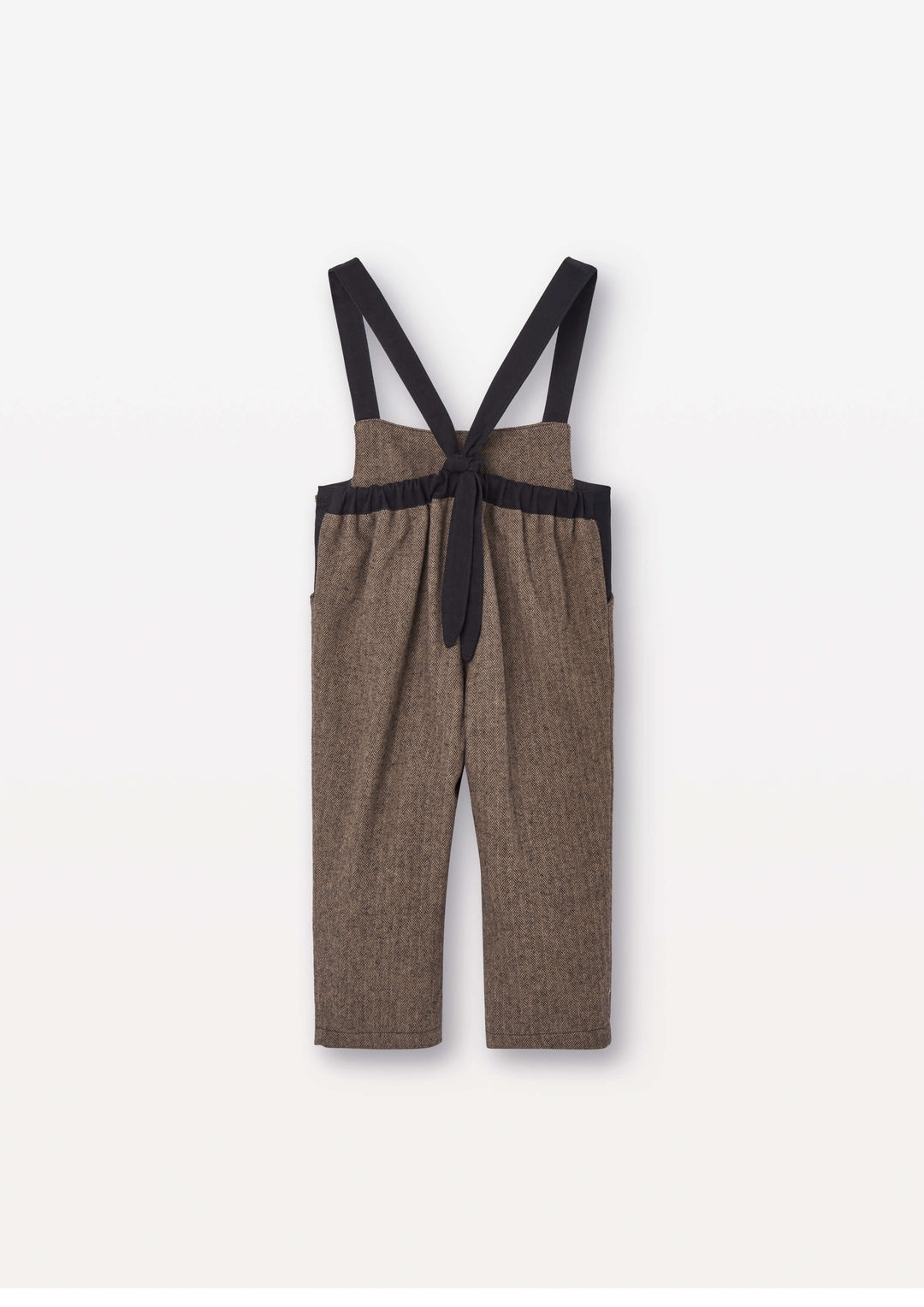 Mod.10.1 Brown micro-herringbone contrasting dungarees