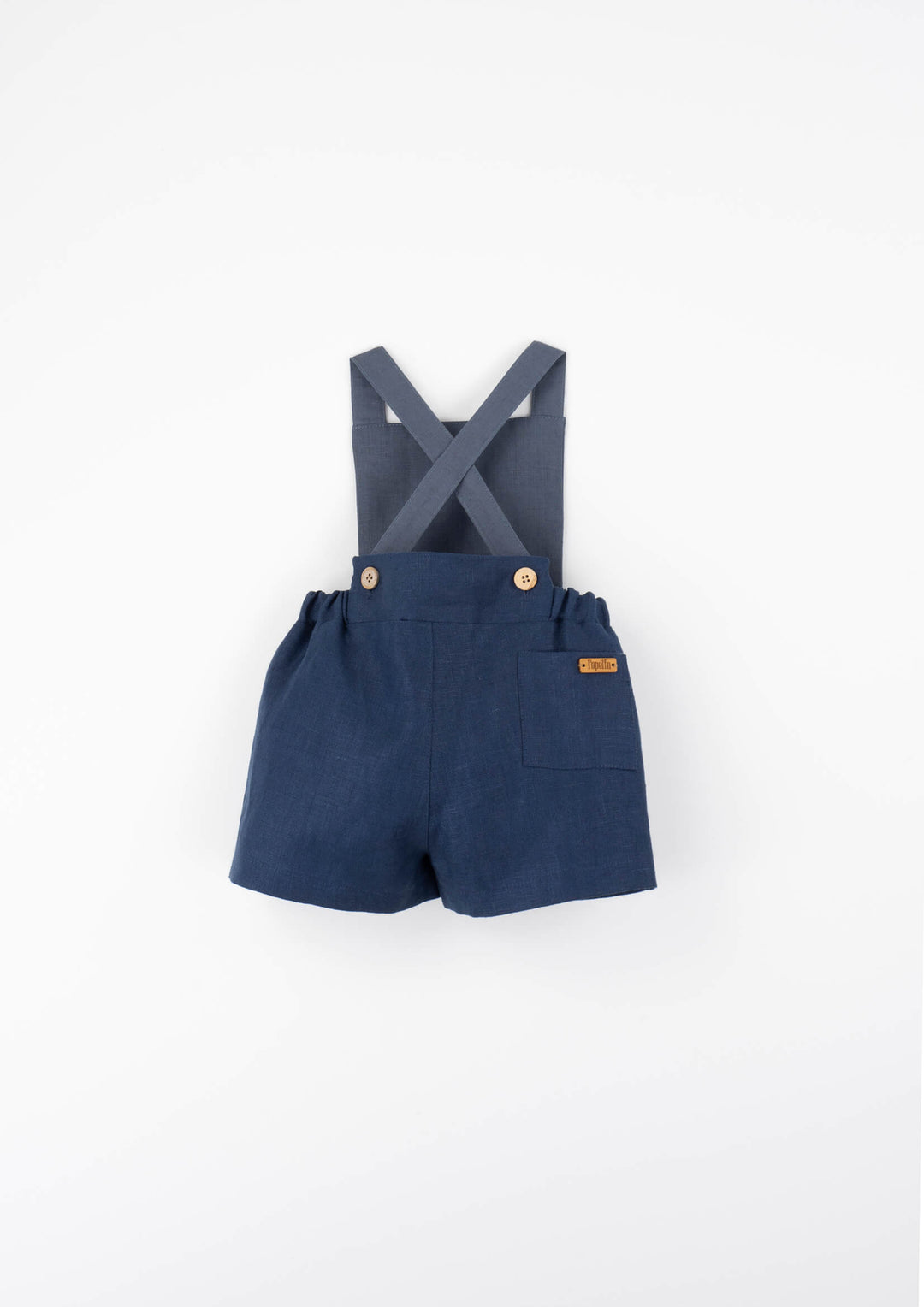MOD.10.4 NAVY BLUE LINEN DUNGAREES WITH PLEAT