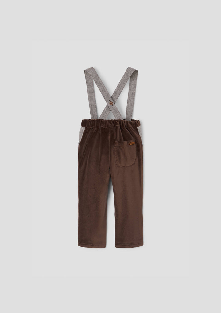 MOD.11.2 BROWN VELVET TROUSERS WITH STRAPS WITH VELVET STRAPS