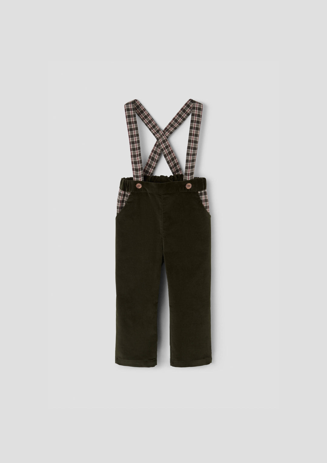 MOD.11.3 MOSS GREEN VELVET TROUSERS WITH STRAPS W VELVET STRAPS