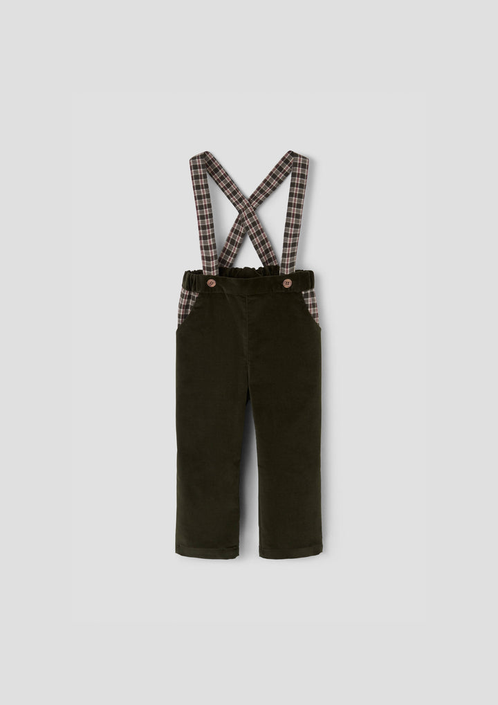 MOD.11.3 MOSS GREEN VELVET TROUSERS WITH STRAPS W VELVET STRAPS