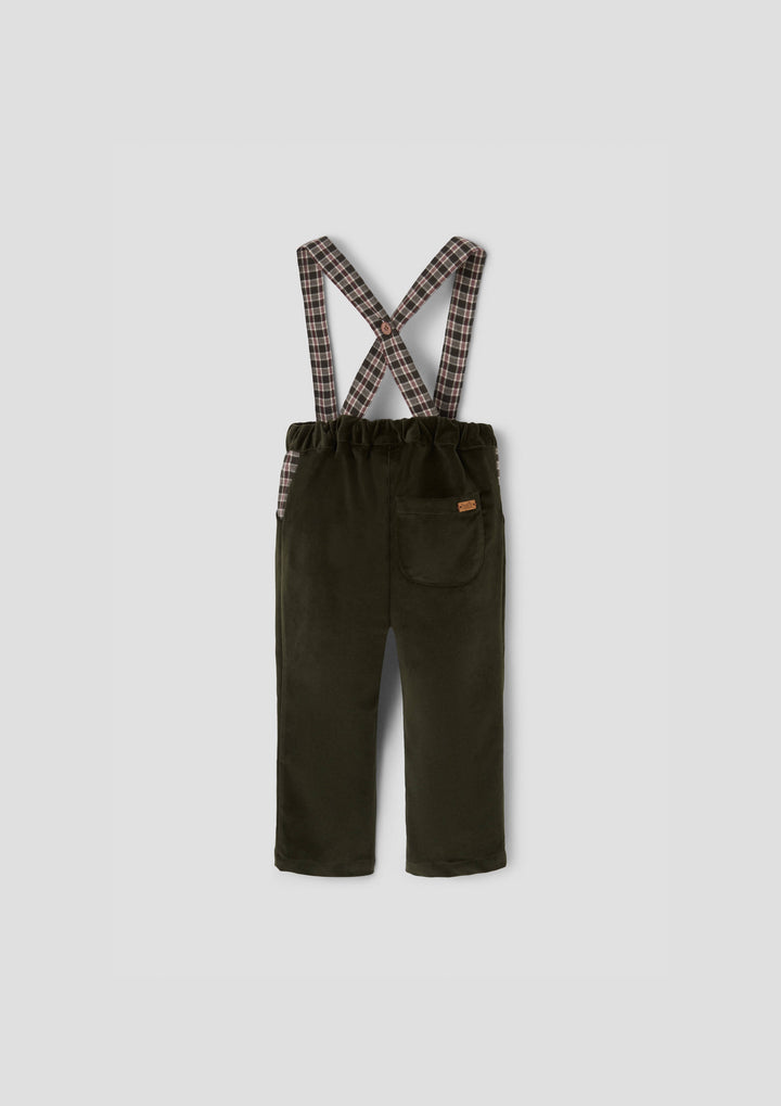 MOD.11.3 MOSS GREEN VELVET TROUSERS WITH STRAPS W VELVET STRAPS