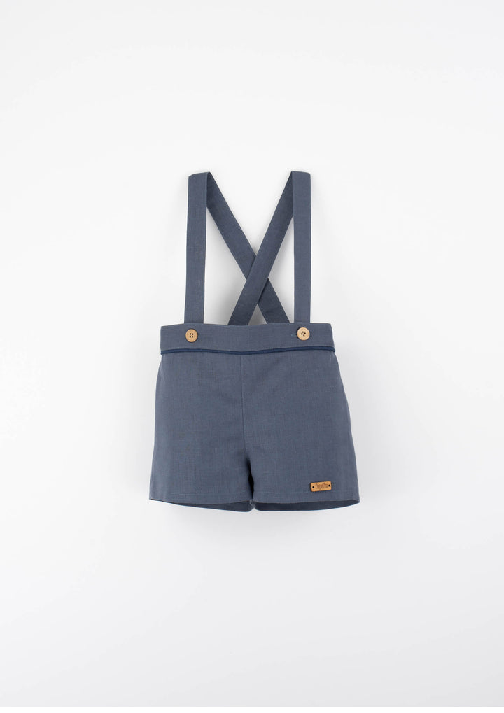 MOD.11.4 SLATE BLUE LINEN SHORTS WITH STRAPS