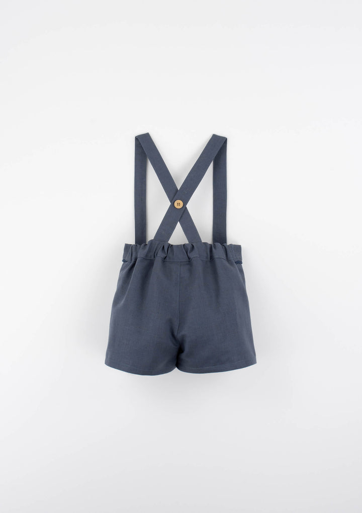 MOD.11.4 SLATE BLUE LINEN SHORTS WITH STRAPS