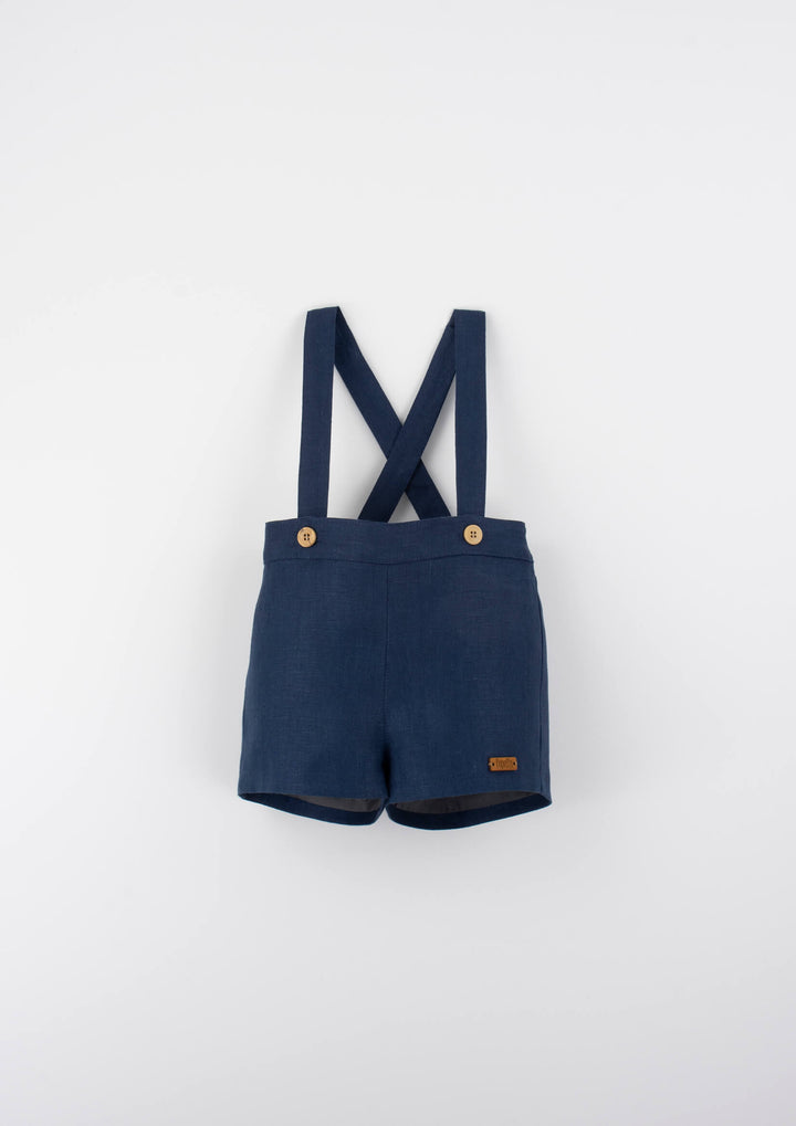 MOD.11.5 NAVY BLUE LINEN SHORTS WITH STRAPS
