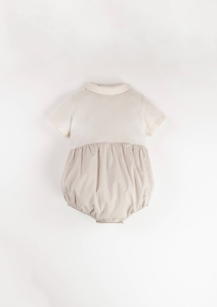 Mod.15.3 Off-white contrasting romper suit