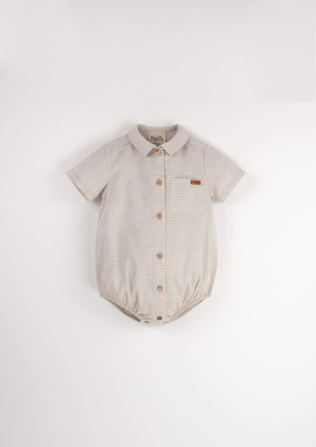 Mod.16.3 Sand striped romper suit with shirt collar