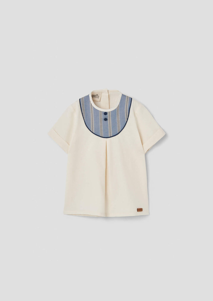 MOD.18.4 BLUE STRIPED SHIRT WITH PLEAT