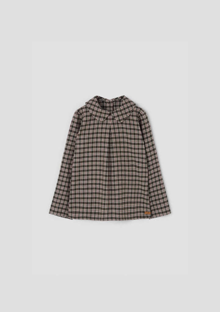 MOD.19.5 GREEN PLAID BLOUSE WITH PLEAT