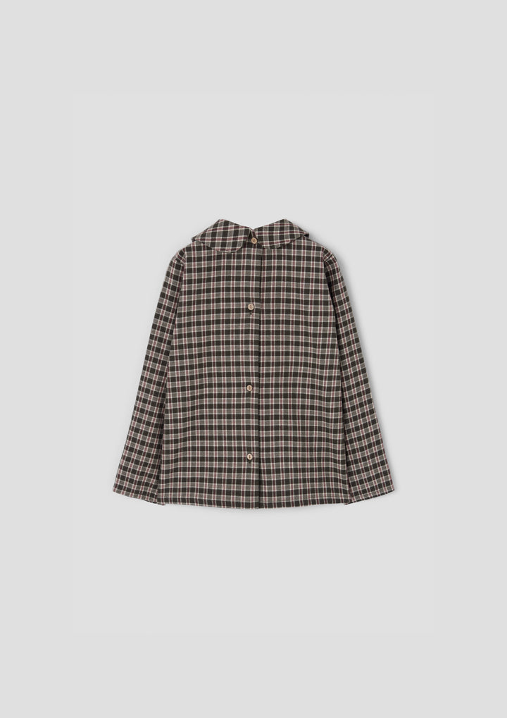 MOD.19.5 GREEN PLAID BLOUSE WITH PLEAT
