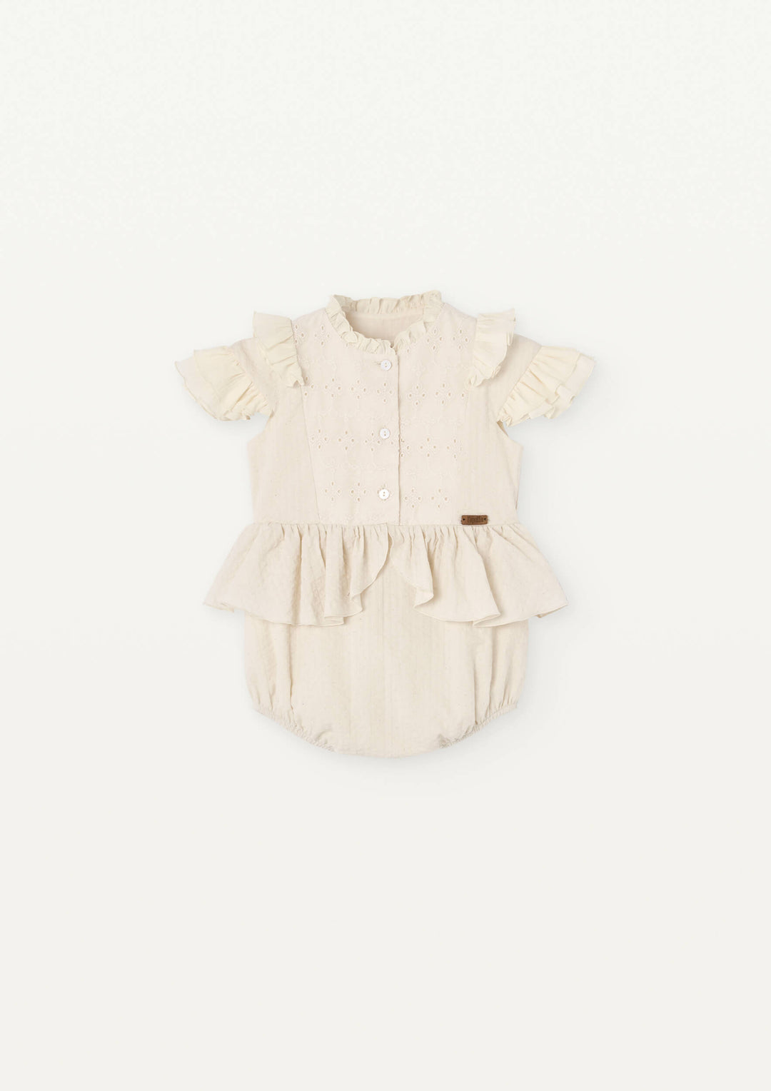 Mod 2.1 Off-white contrasting romper suit with frills