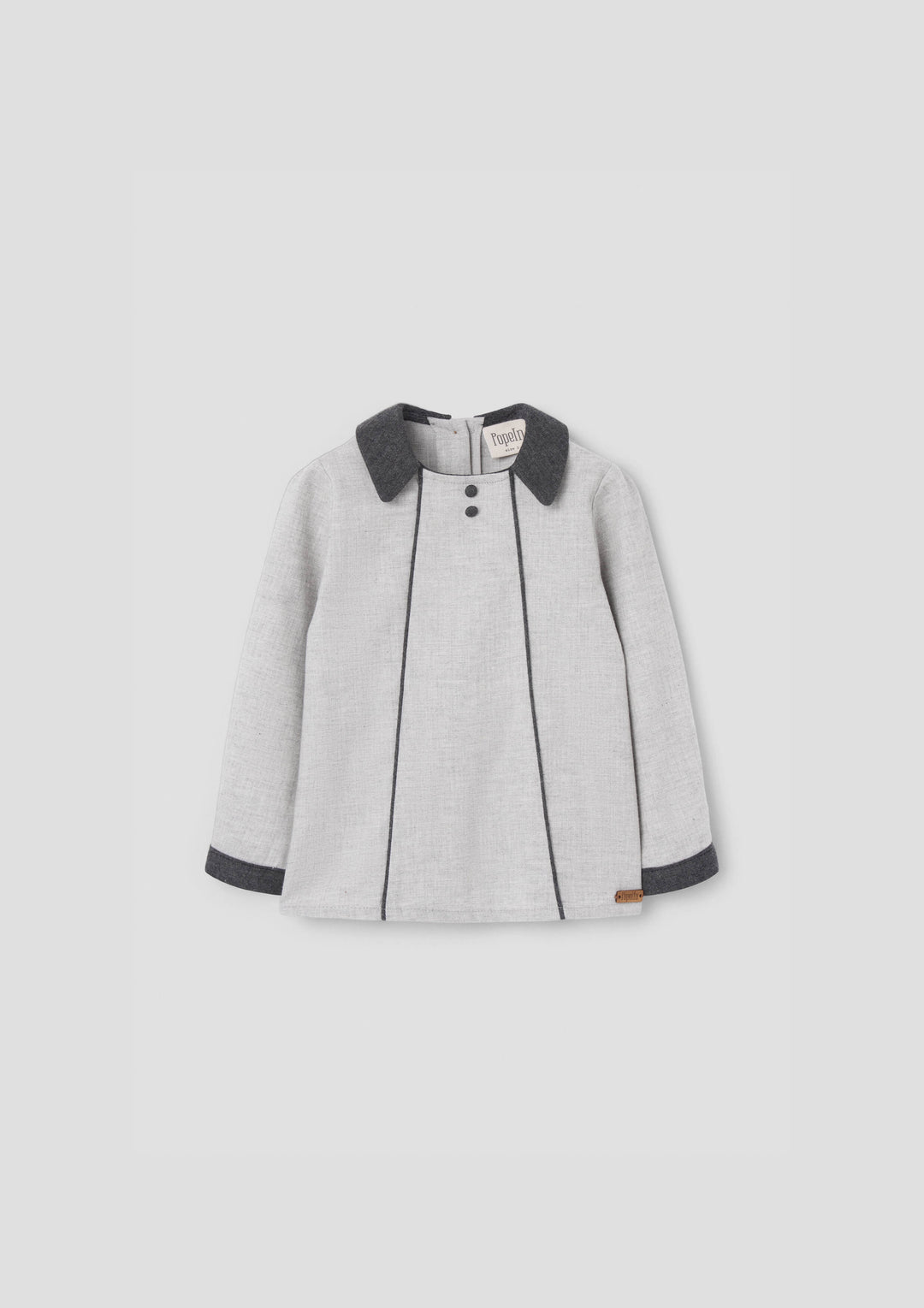 MOD.20.3 LIGHT GREY HERRINGBONE PANELLED BLOUSE