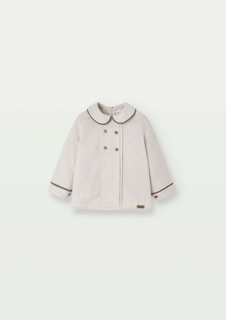 Mod.28.2 Sand panelled shirt with baby collar