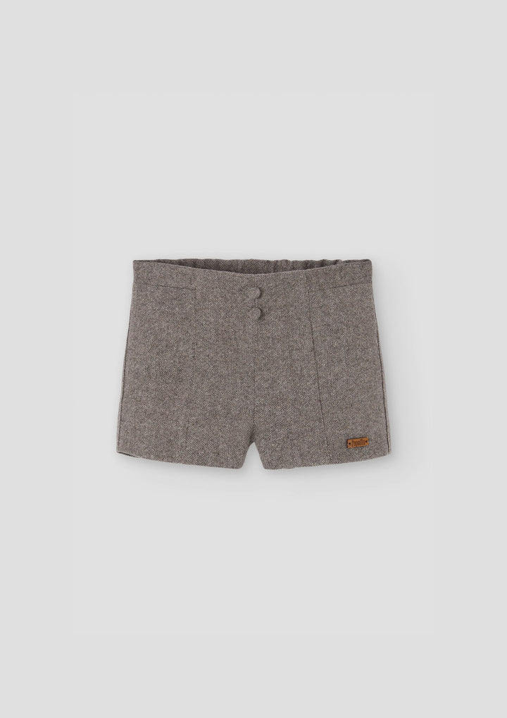 MOD.29.2 BROWN FLECK PANELLED SHORTS WITH SUSPENDERS