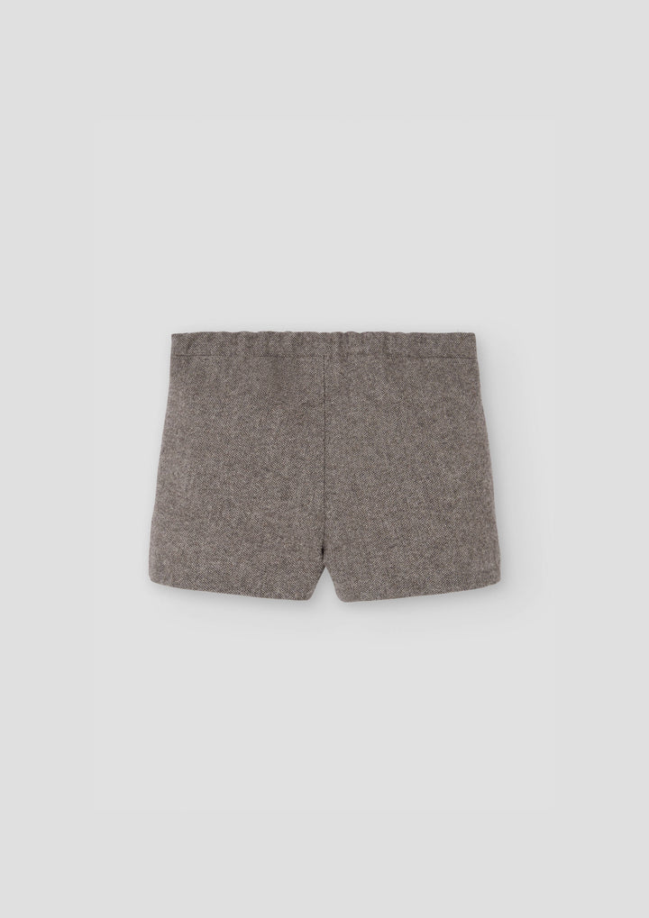 MOD.29.2 BROWN FLECK PANELLED SHORTS WITH SUSPENDERS
