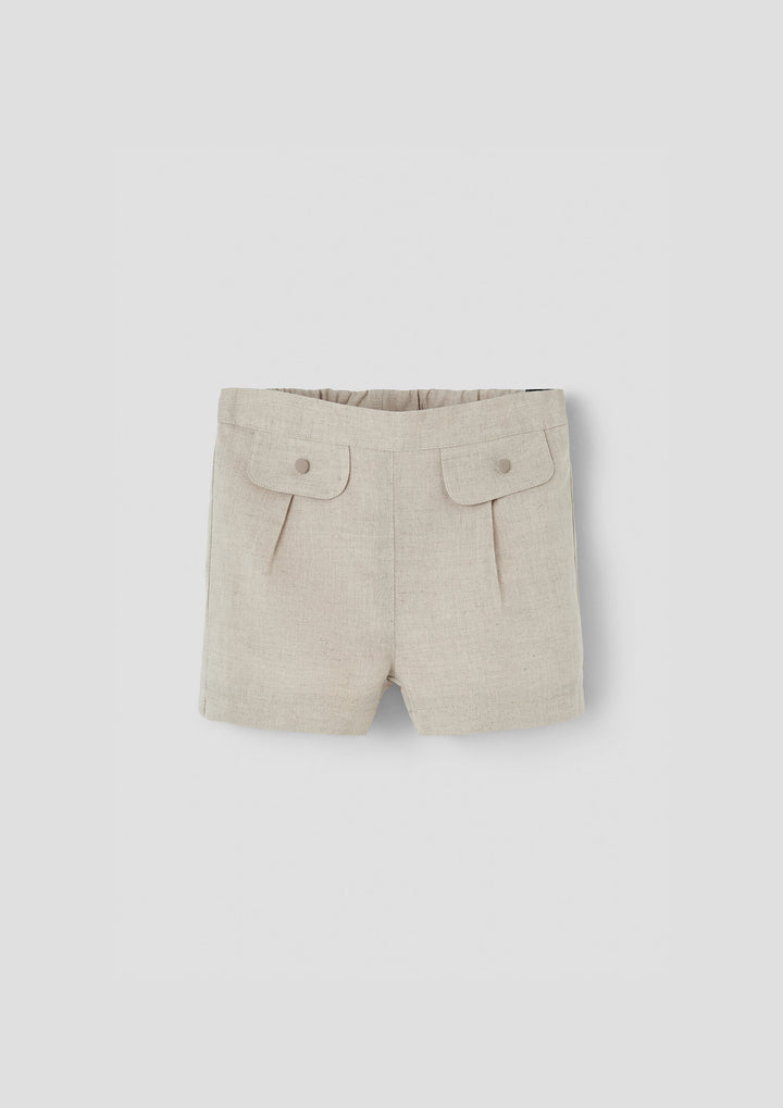 MOD.30.2 SAND LINEN SHORTS WITH FLAPS