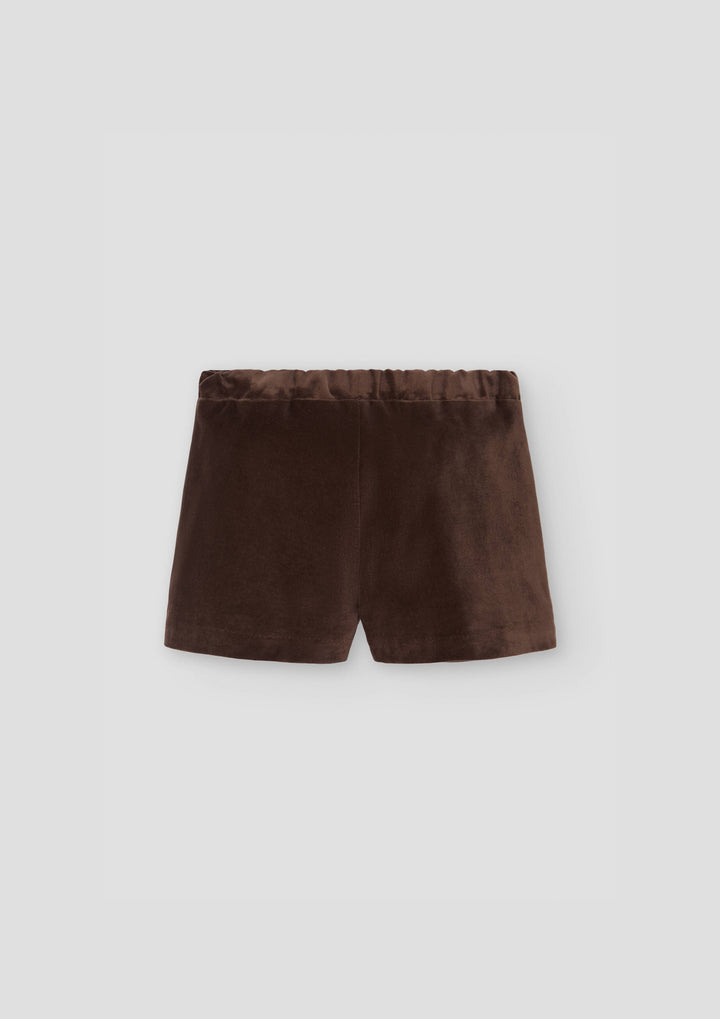 MOD.30.3 BROWN VELVET SHORTS WITH DARTS WITH SUSPENDERS