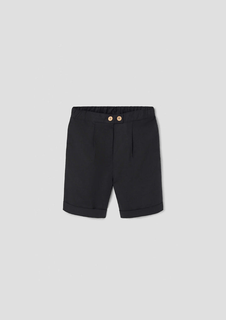 MOD.32.5 BLACK LINEN BERMUDA SHORTS