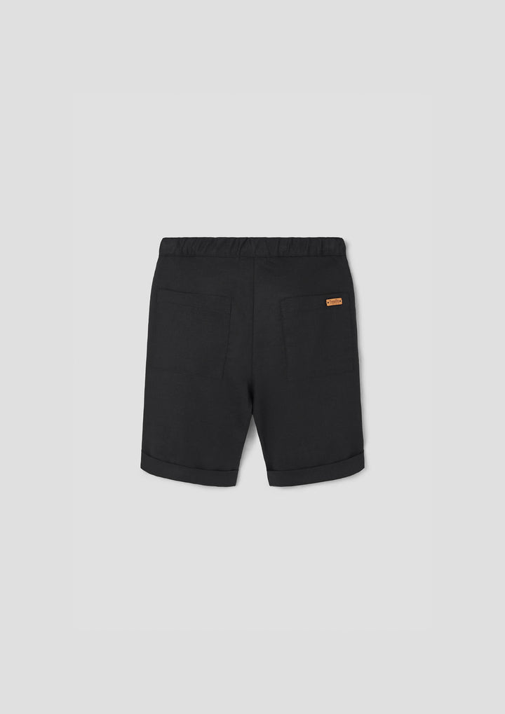 MOD.32.5 BLACK LINEN BERMUDA SHORTS