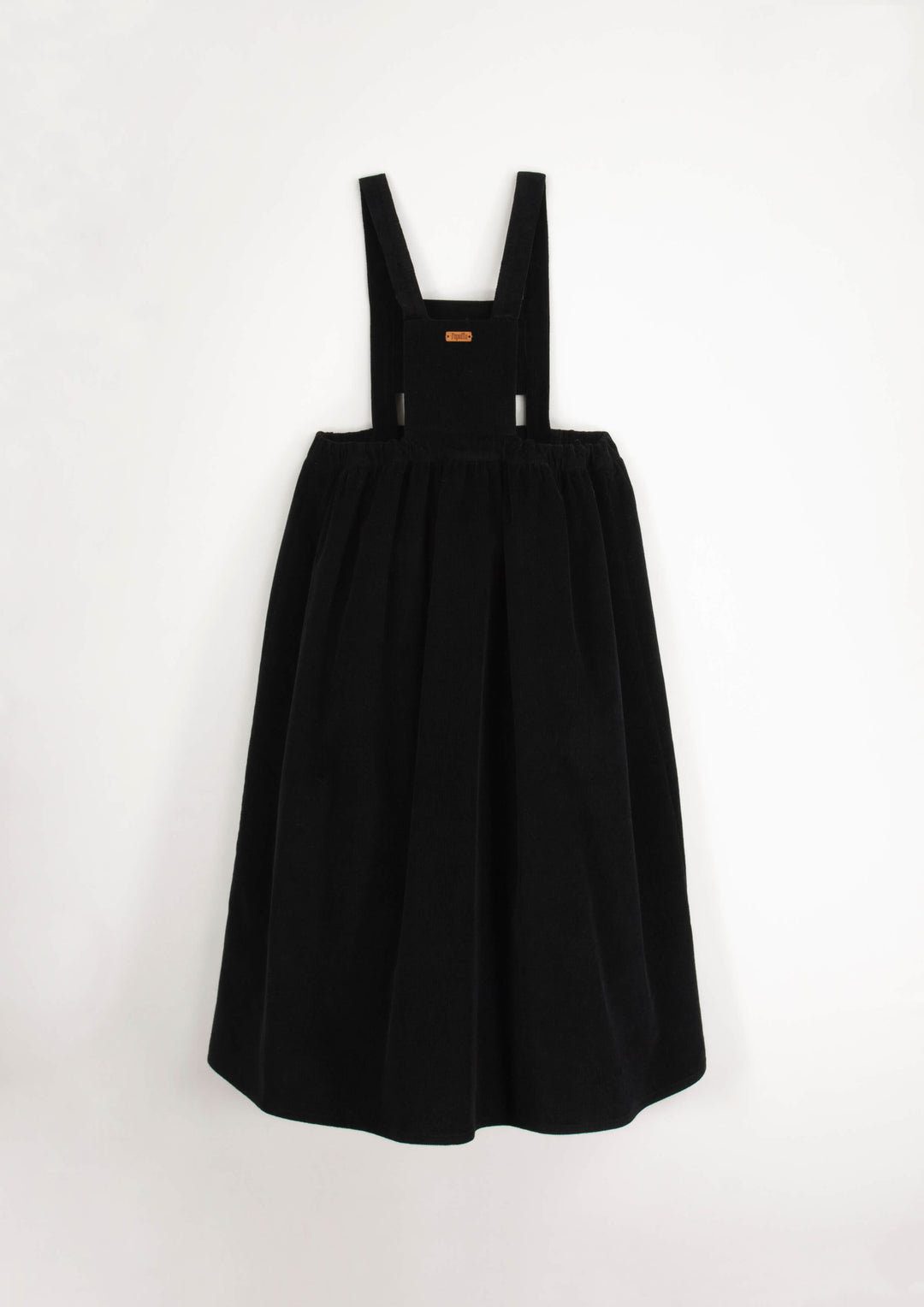 36.3-BLACK CORDUROY MIDI DRESS W/BIB