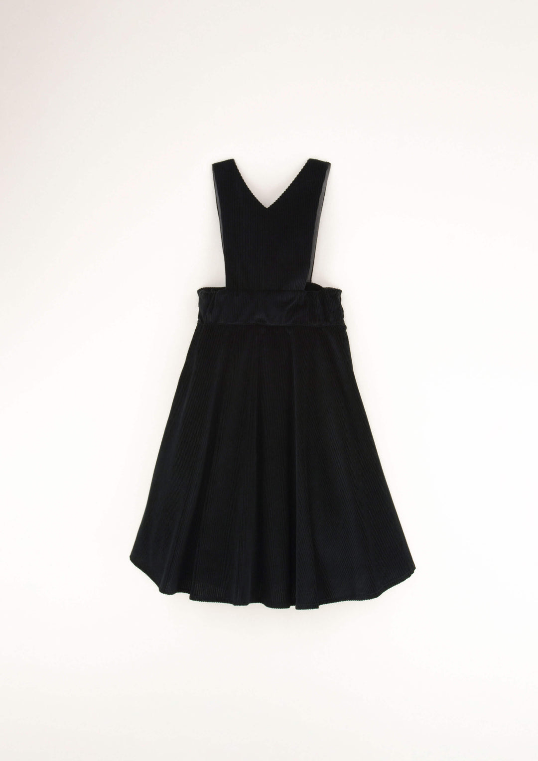 36.4-BLACK DUNGAREE DRESS W/EMBROIDERY