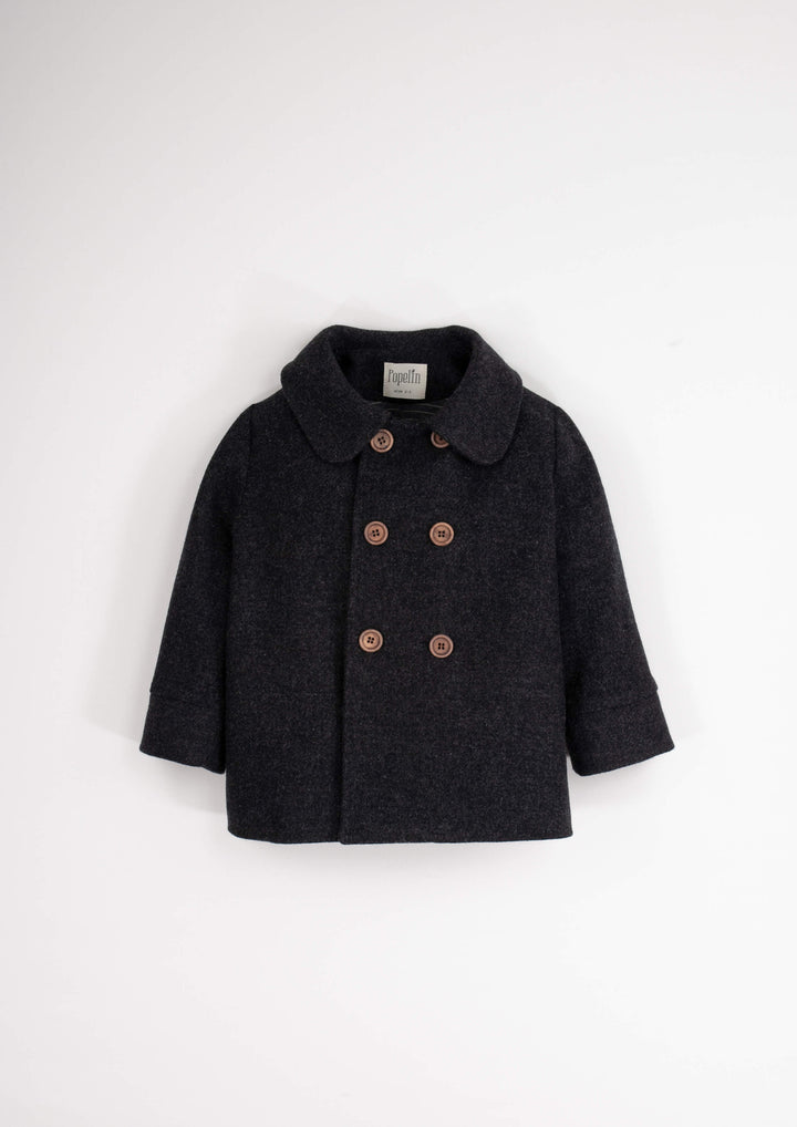 42.1-WOOLEN COAT W/COLLAR-DARK GREY